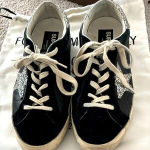 Golden goose super star - black/ silver size 38